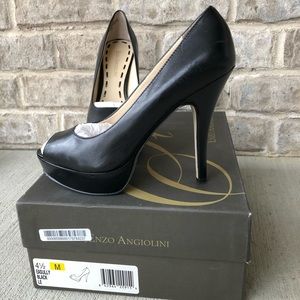 Enzo Angiolini black peep toe pumps